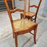Antique set of chairs walnut with webbing
