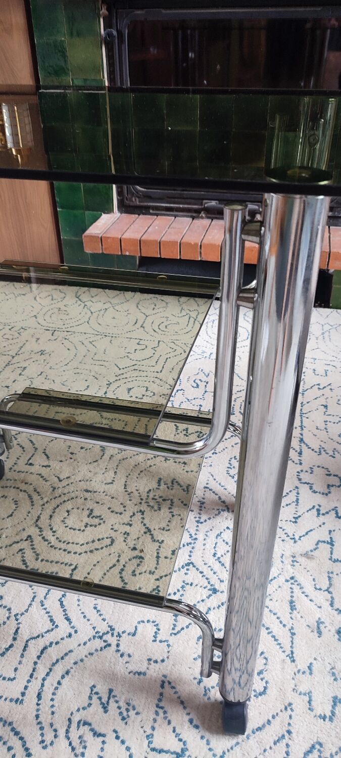 Rolling service chromed metal vintage 80s