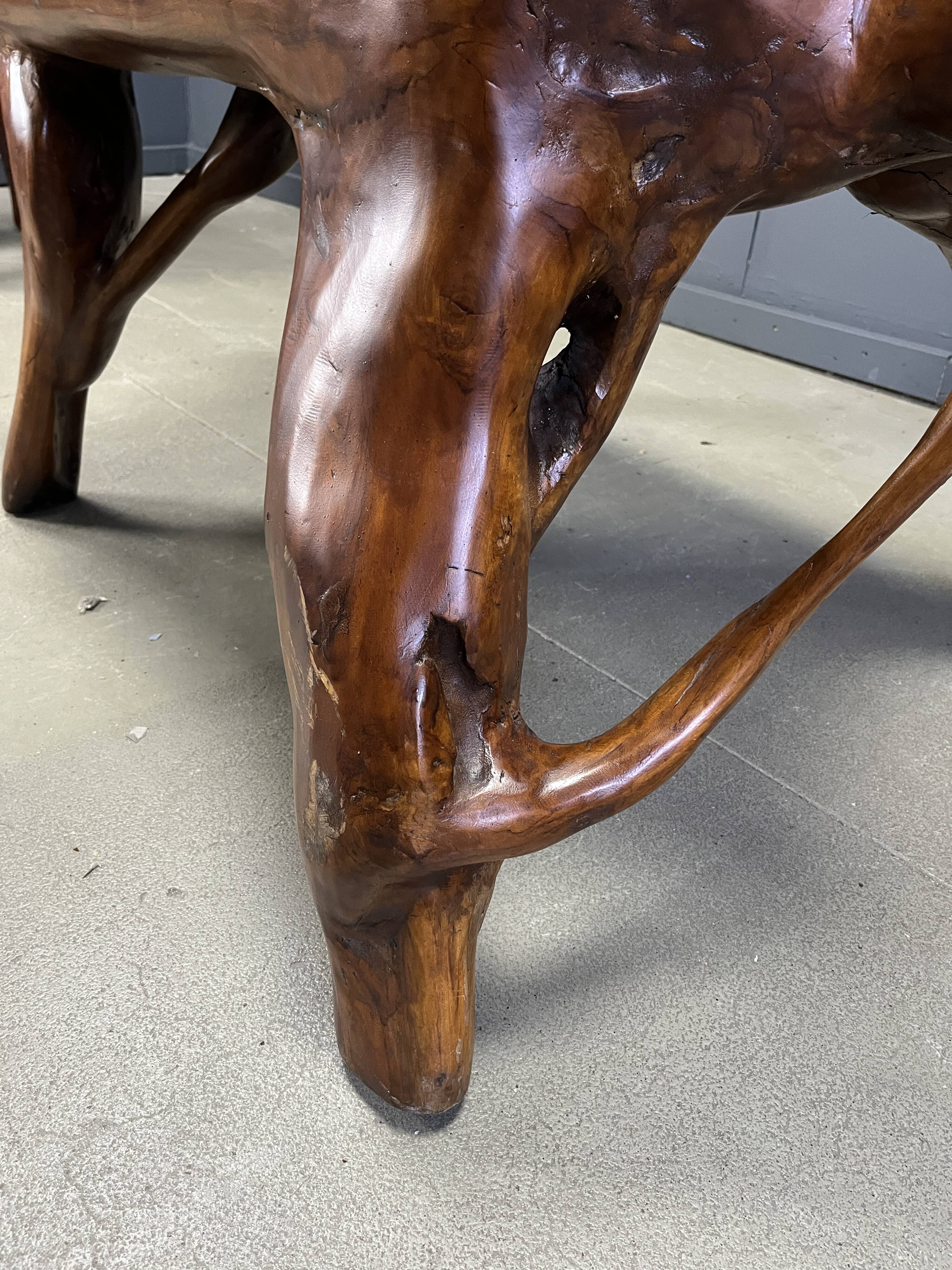 Large olive tree root chair set, 1960s