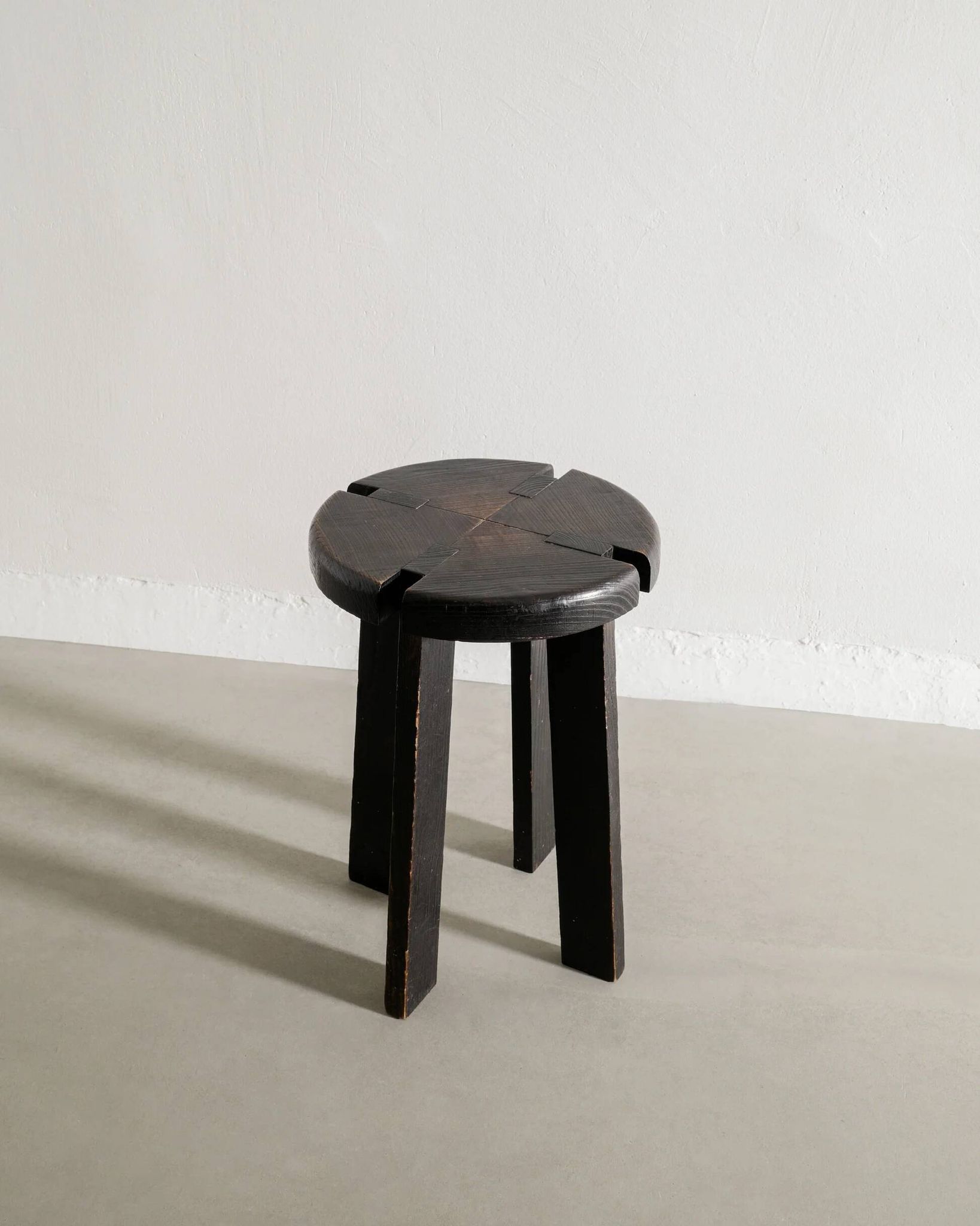 French Mid Century Black Wooden Ebonized Cabin Dining Set, 1950s