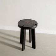 French Mid Century Black Wooden Ebonized Cabin Dining Set, 1950s