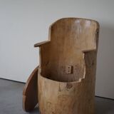 Chaise souche Wabi Sabi en bouleau massif, par un ébéniste suédois, Moderne, années 1950