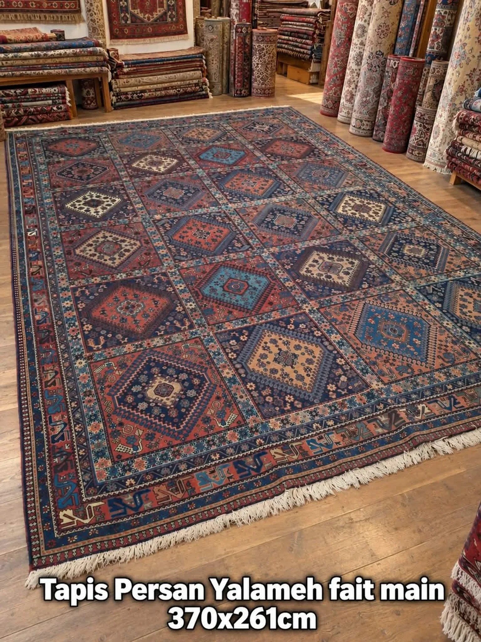 Handmade Persian Yalameh rug 370x261cm