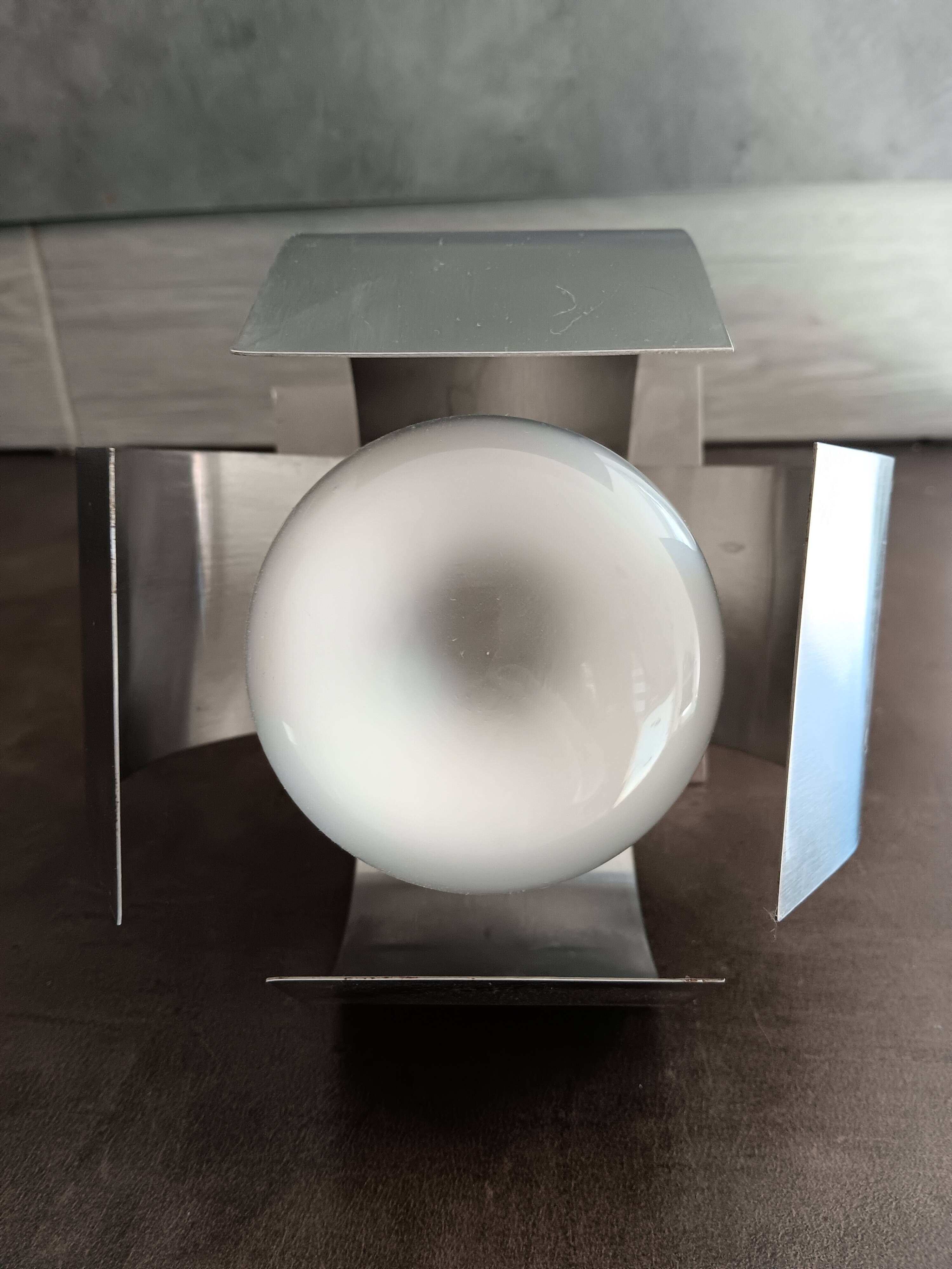 Stainless steel wall light from the 70s