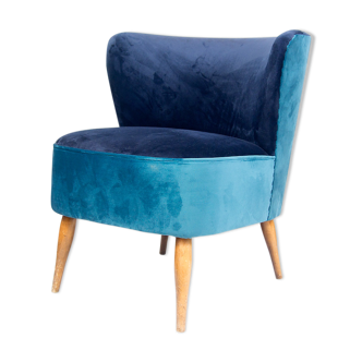 Fauteuil vintage "Velours bleu"