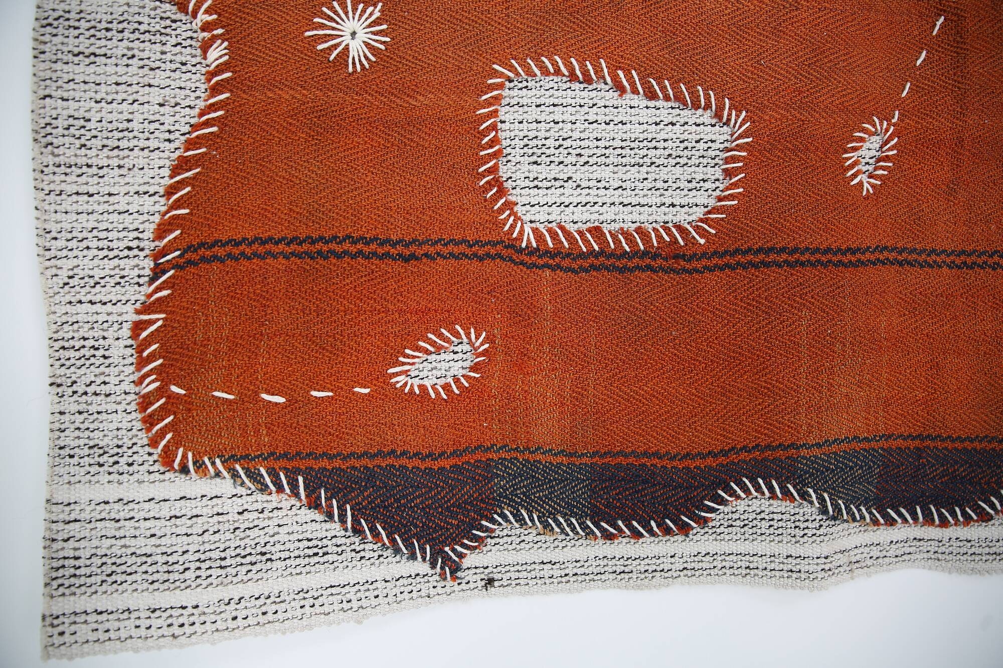 Navy Blue Hand Woven Wool Wall Hanging Tapestry Rug, 105x135 Cm