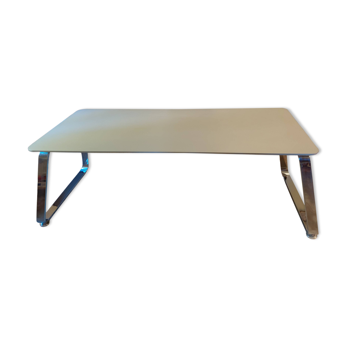 Seventies management desk in Stone Grey finish with chrome structure +