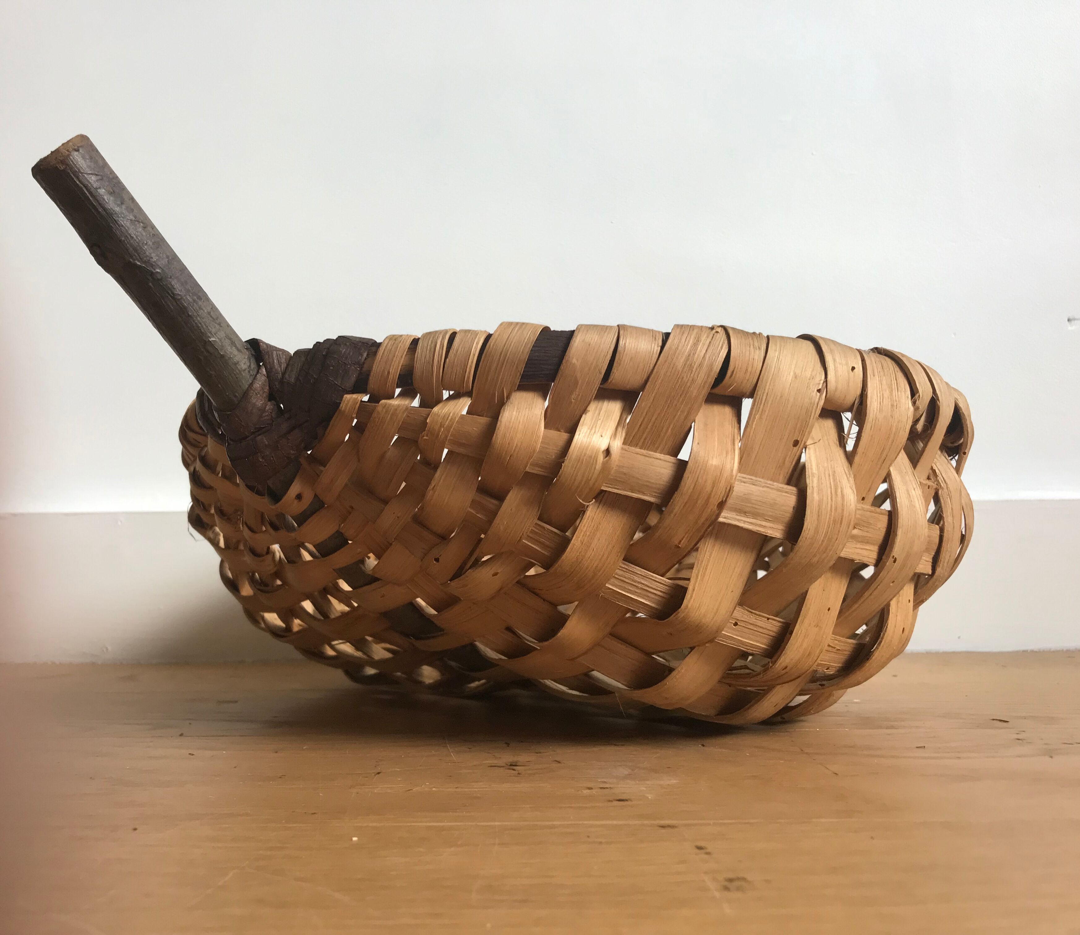 Braided wooden basket