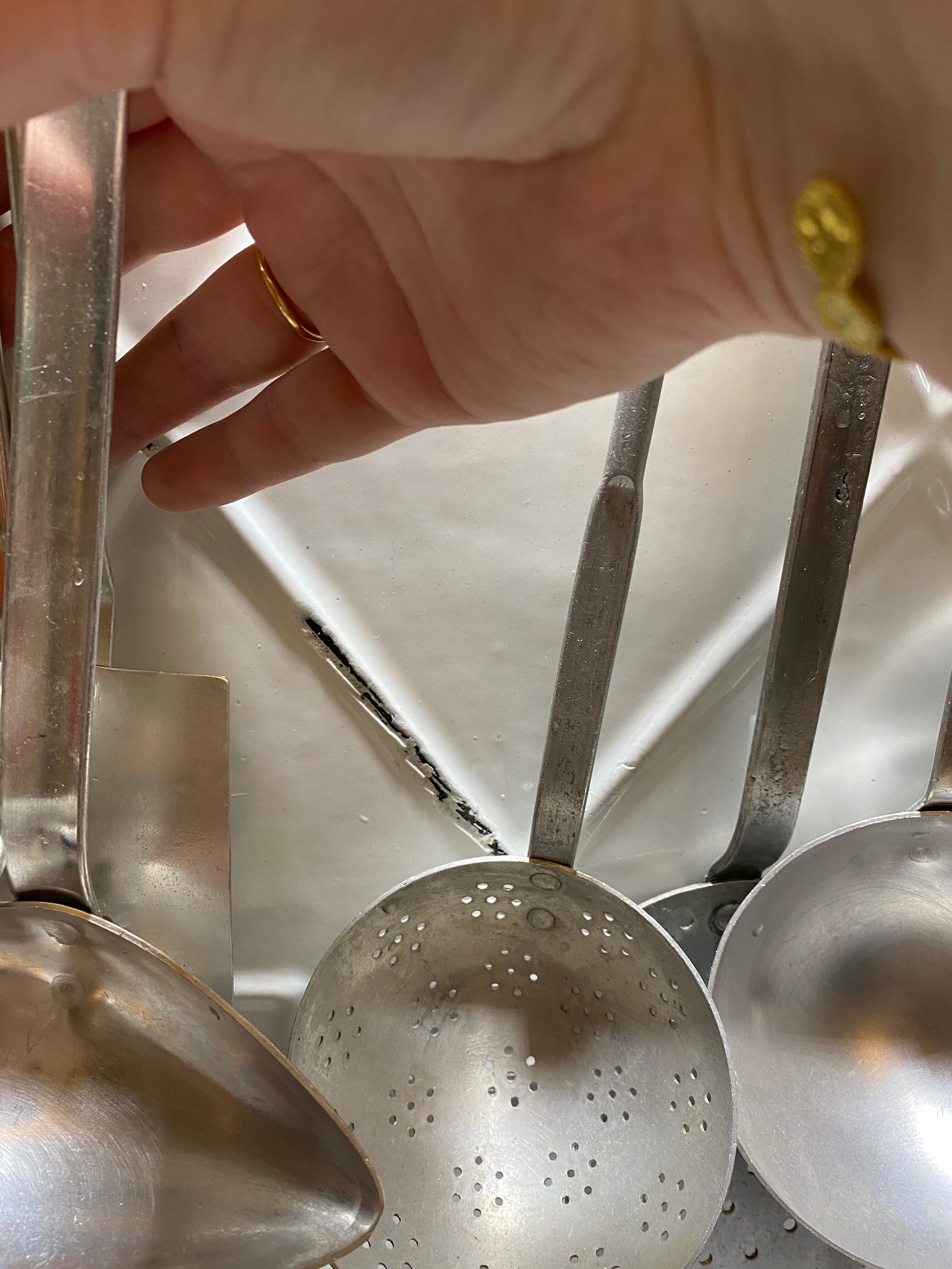 vintage enamel utensil holder