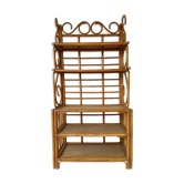 Vintage curved rattan shelf cabinet from the 60s