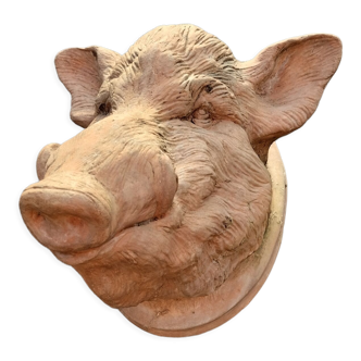 Terracotta boar's head