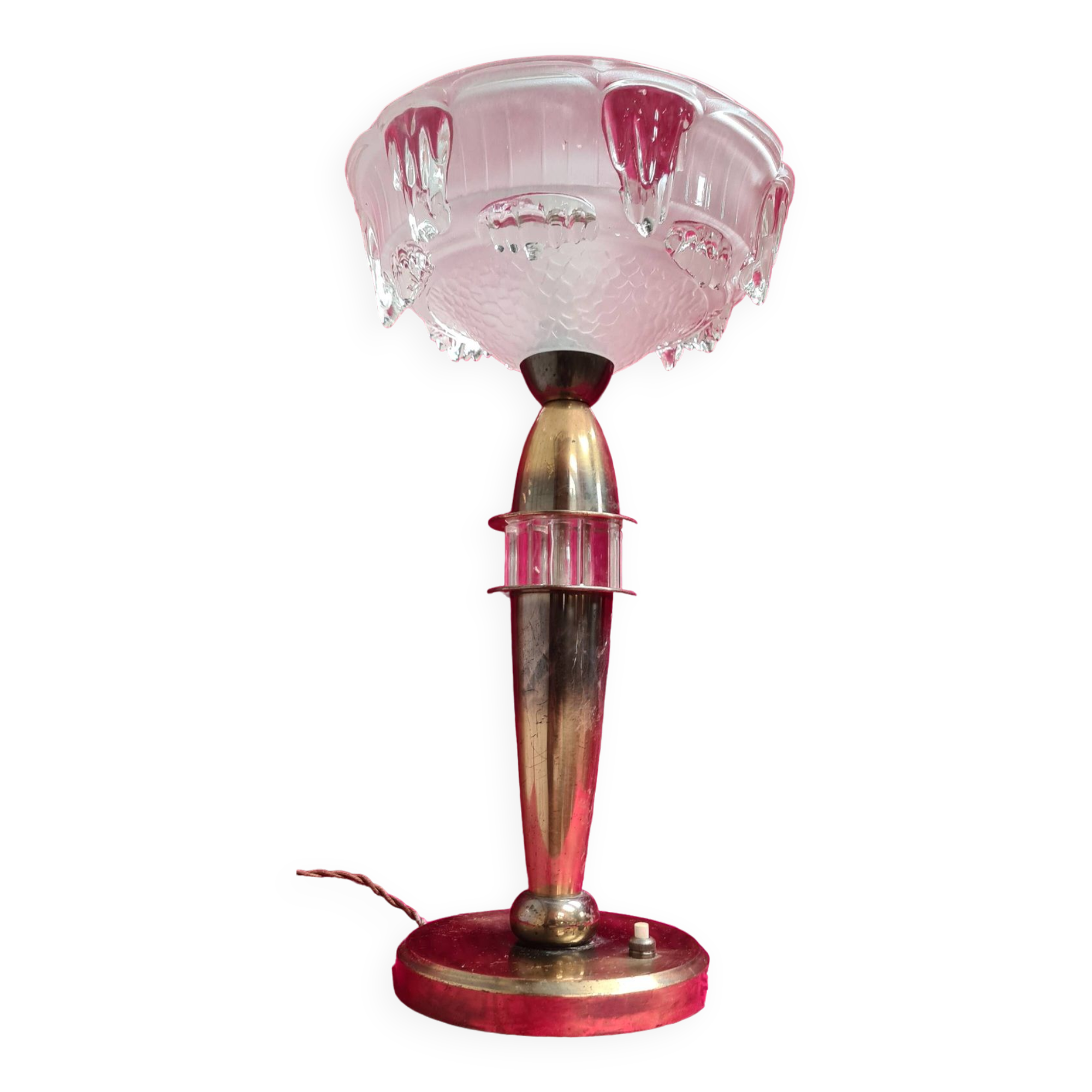 brass chalice lamp ezan type ice cube art deco elec original 37x20