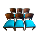Suite de 6 chaises Art Déco 1935 ébene de Macassar assises restaurées