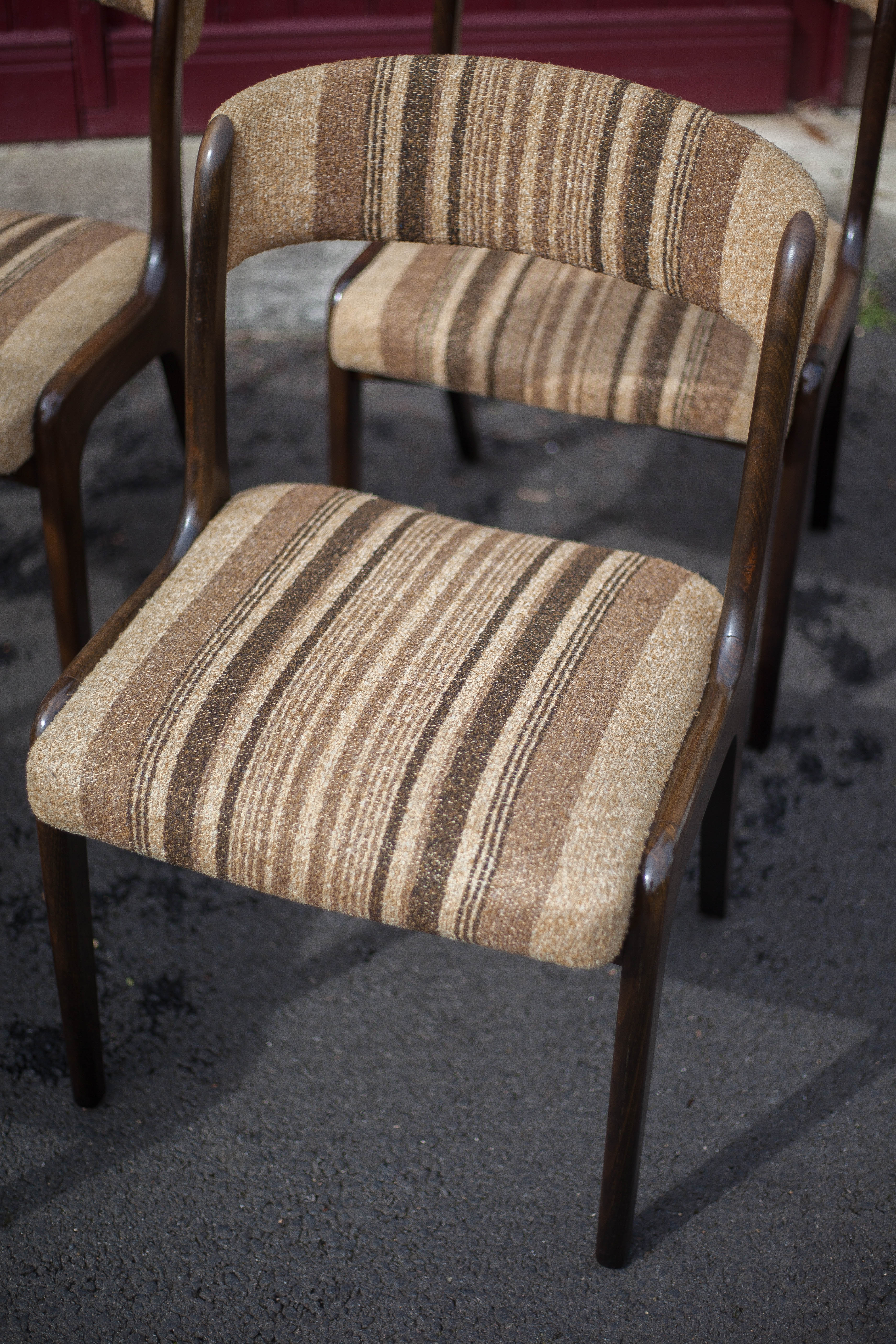 Set of 6 vintage chairs Self n14 solid wood 1960