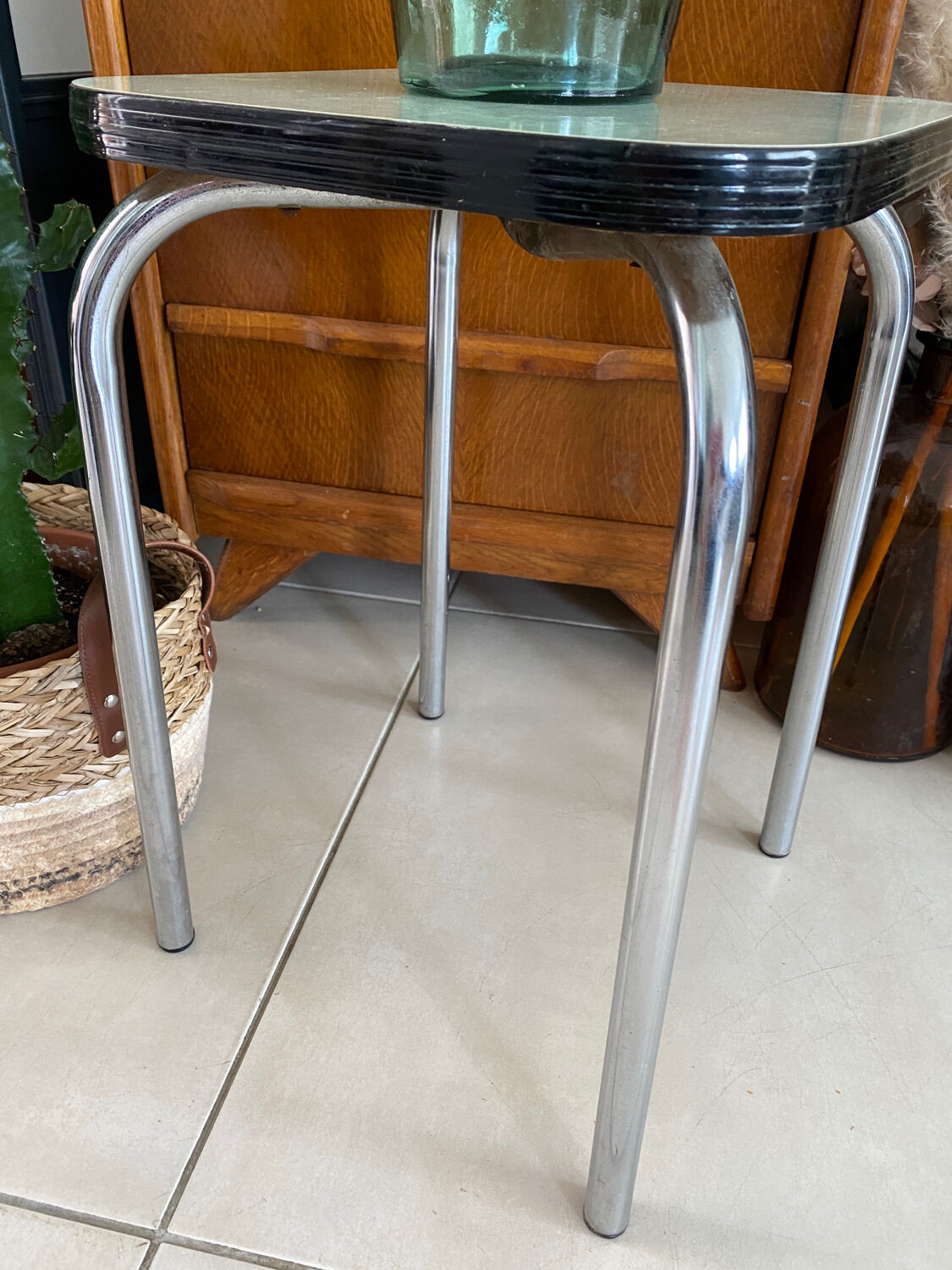 Almond green Formica stool