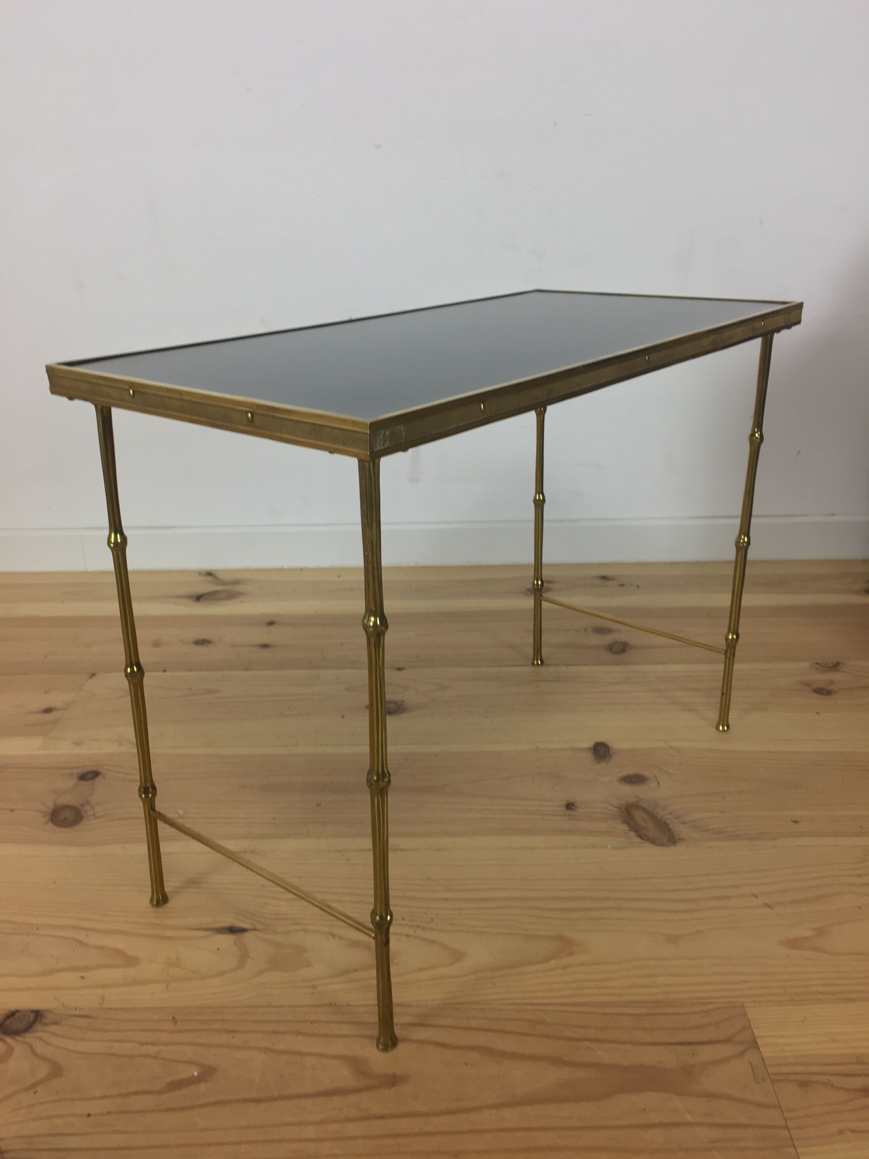 Brass side table, golden bamboo, 1950s