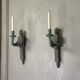 Pair of Louis XVI Style Wall Lights in Carved and Painted Wood, Circa 1900