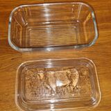 Vintage glass butter dish Pyrex Cow pattern