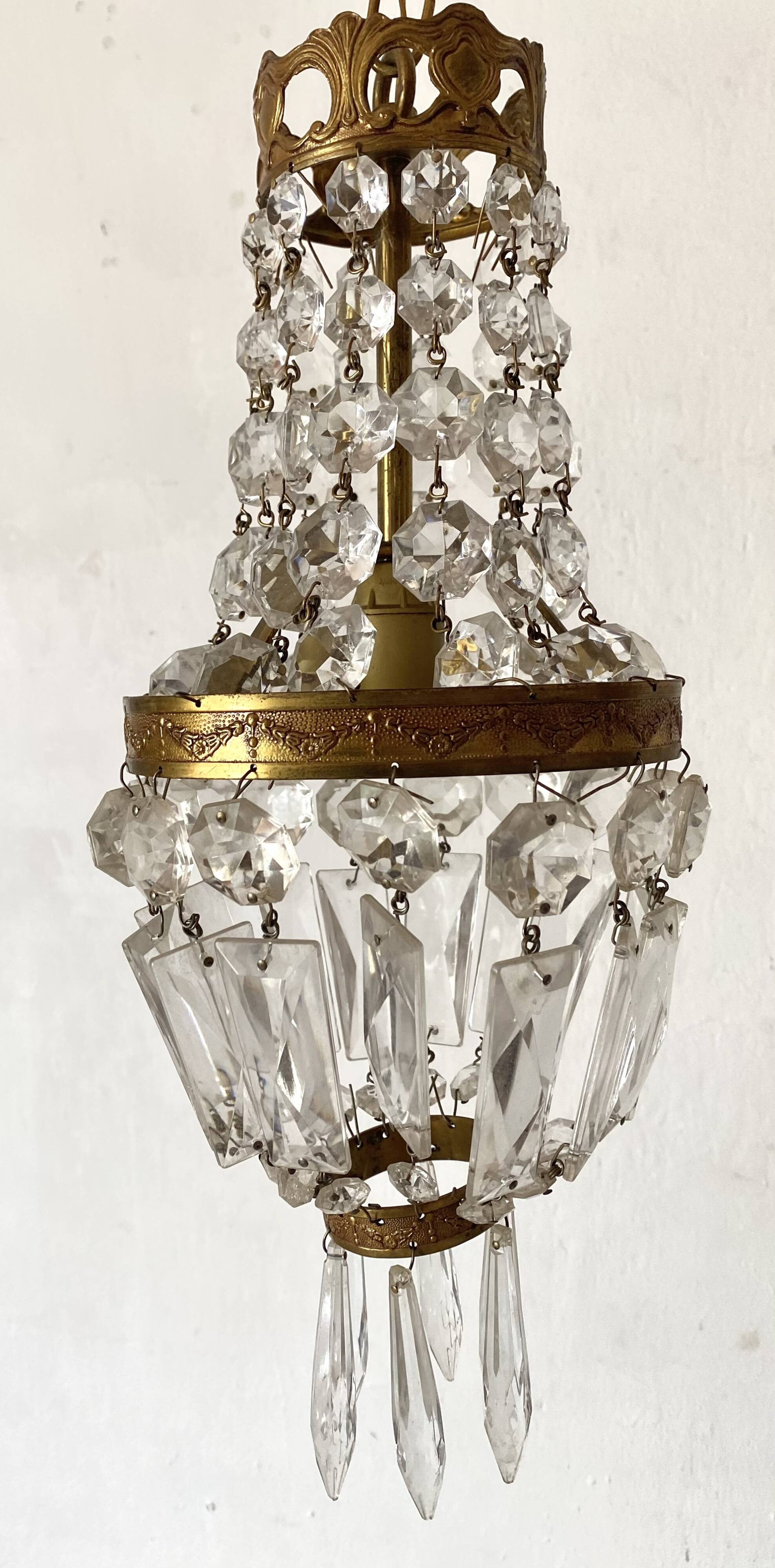 Lustre à pampilles montgolfière style empire
