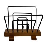Vintage Reading Basket Steel Oak Magazine Rack 50's design