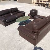 Pair of leather sofas model "Petronio" by Tito Agnoli for Poltrona Frau 1970