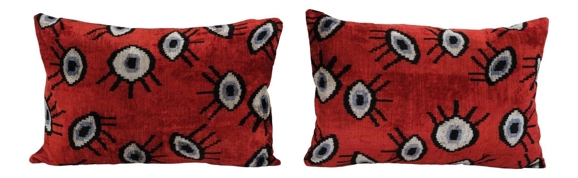 Set of 2 vintage ikat cushion covers 61x41 cm