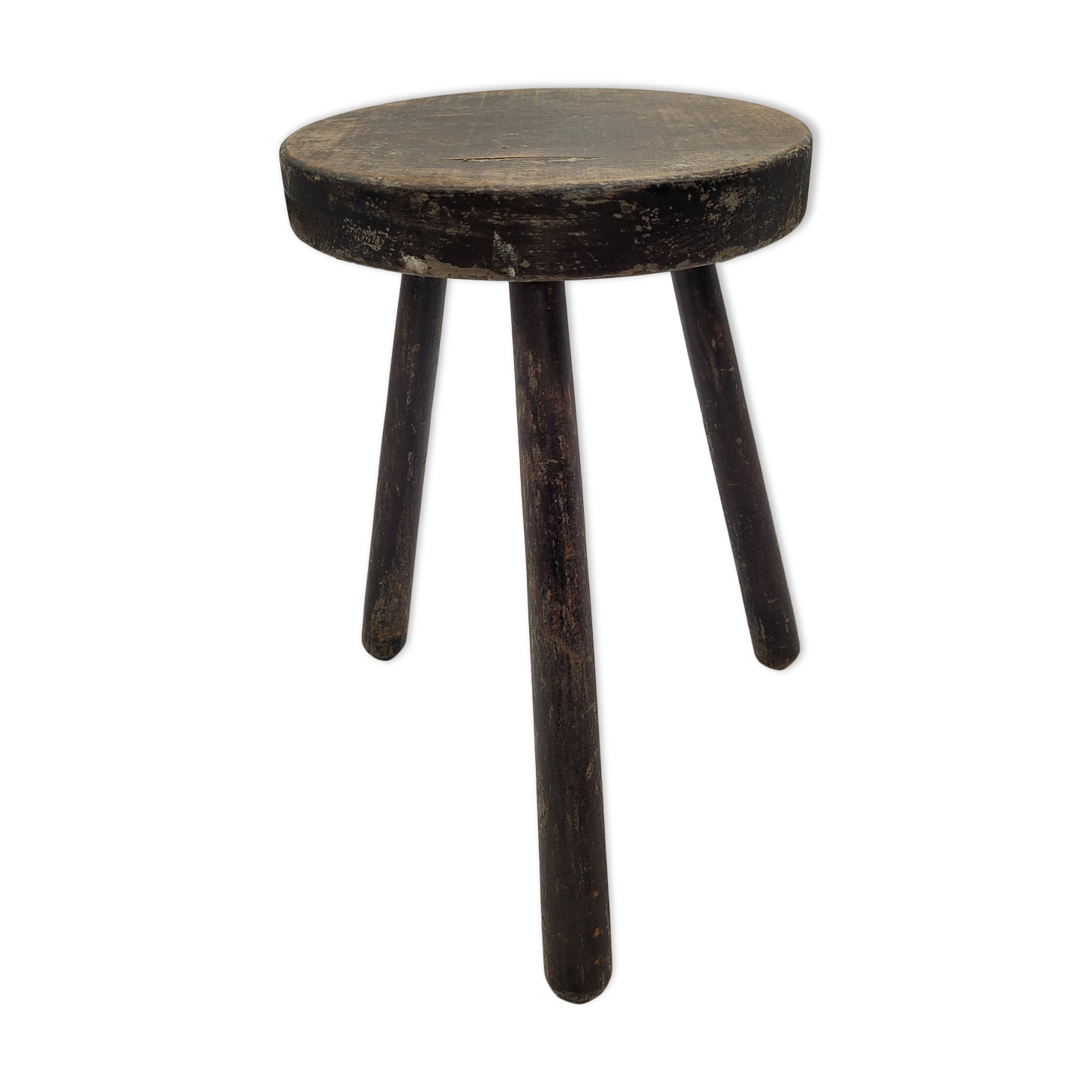 Massive black tripod stool