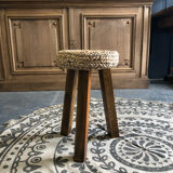 Tripod stool made of wood and water hyacinth