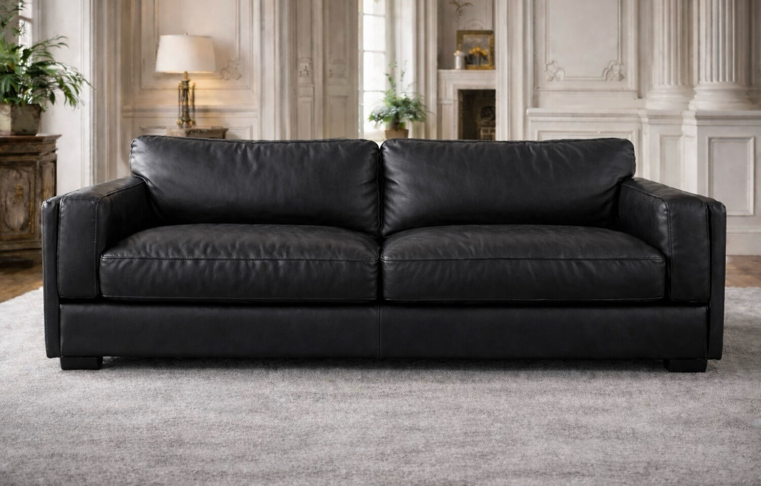 Canapé en cuir noir 3 places Poltrona Frau