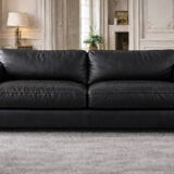 Canapé en cuir noir 3 places Poltrona Frau