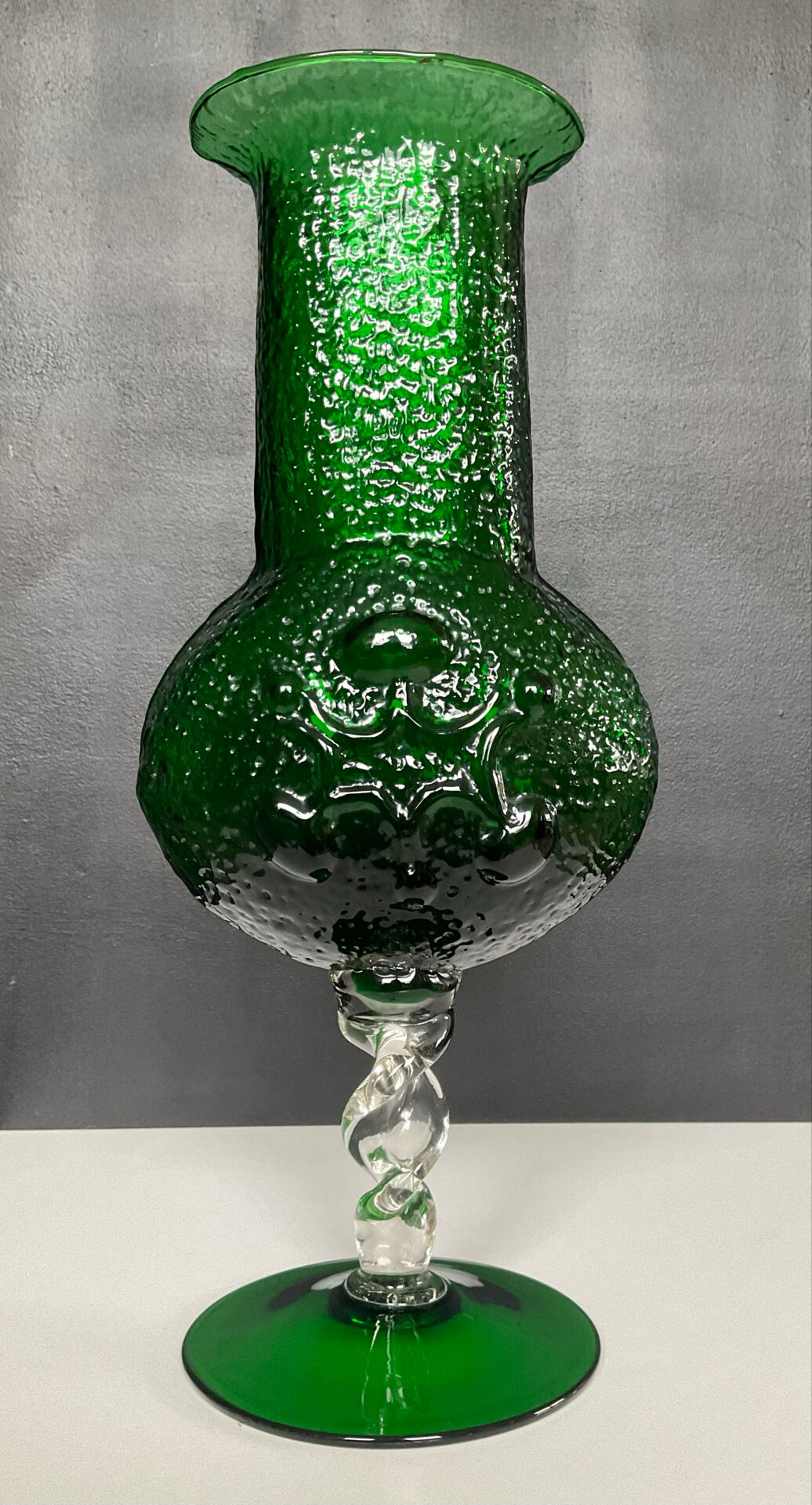 Vintage pressed glass vase from the 1970s.