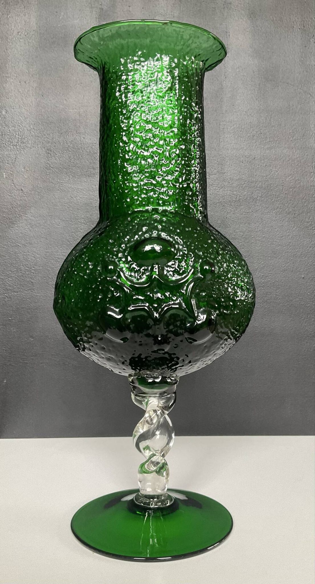 Vintage pressed glass vase from the 1970s.