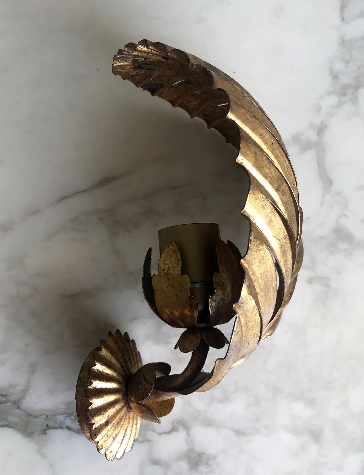 Gold metal leaf wall light