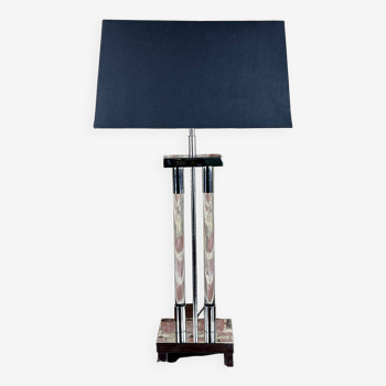 Designer lamp in chrome metal and Altuglass 1990s Ht 85 cm