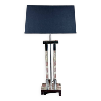 Designer lamp in chrome metal and Altuglass 1990s Ht 85 cm