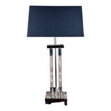Designer lamp in chrome metal and Altuglass 1990s Ht 85 cm