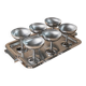Silver-tone Stainless Steel Vintage Drinking Set for 6 with Tray, 1970s Italian Minimalist Design