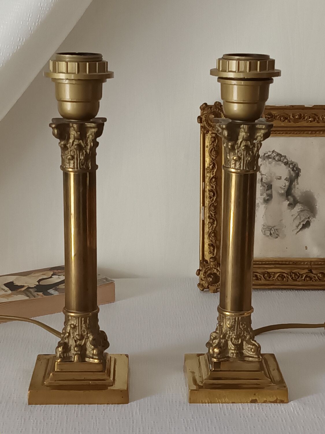 Pair of Lamp Feet in XXth Bronze