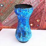 Large vintage seafoam blue artisanal vase