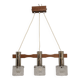 Scandinavian chandelier with 3 lights in teak and glass from the 60s/70s