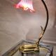 Large restored brass lamp with pretty art nouveau tulip 1900, electricity ok 47x28