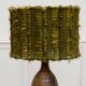 Vintage ceramic lamp with green wool shade, 1960s.