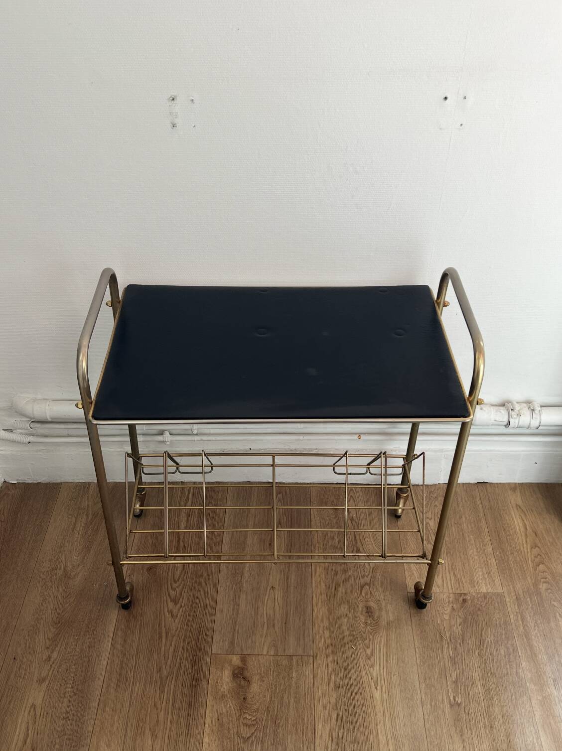 Vintage serving cart on wheels
