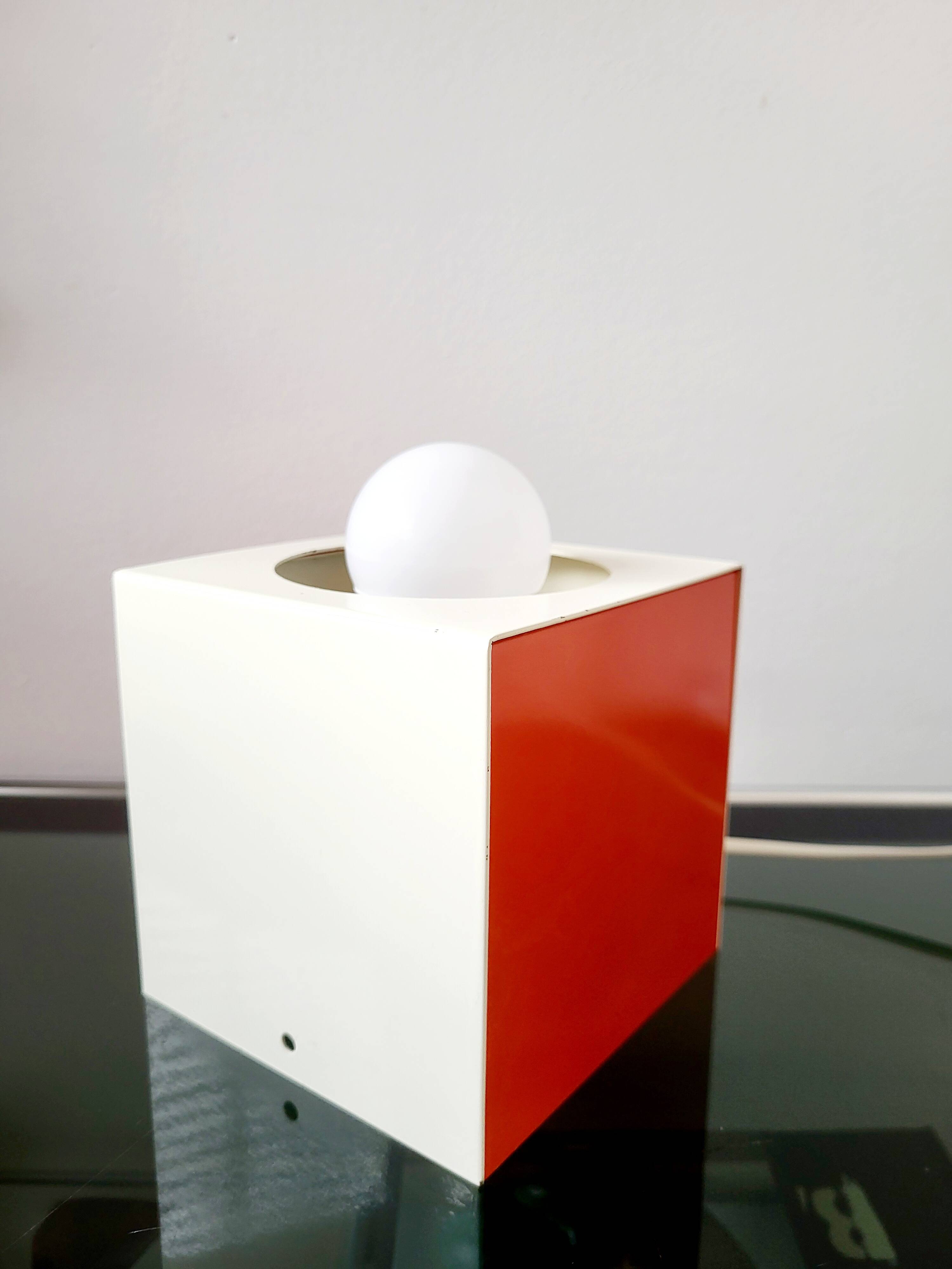 Lampe tafel « cube » de l'ère spatiale, Anvia, Johannes Joseph Maria (Jan) Hoogervorst