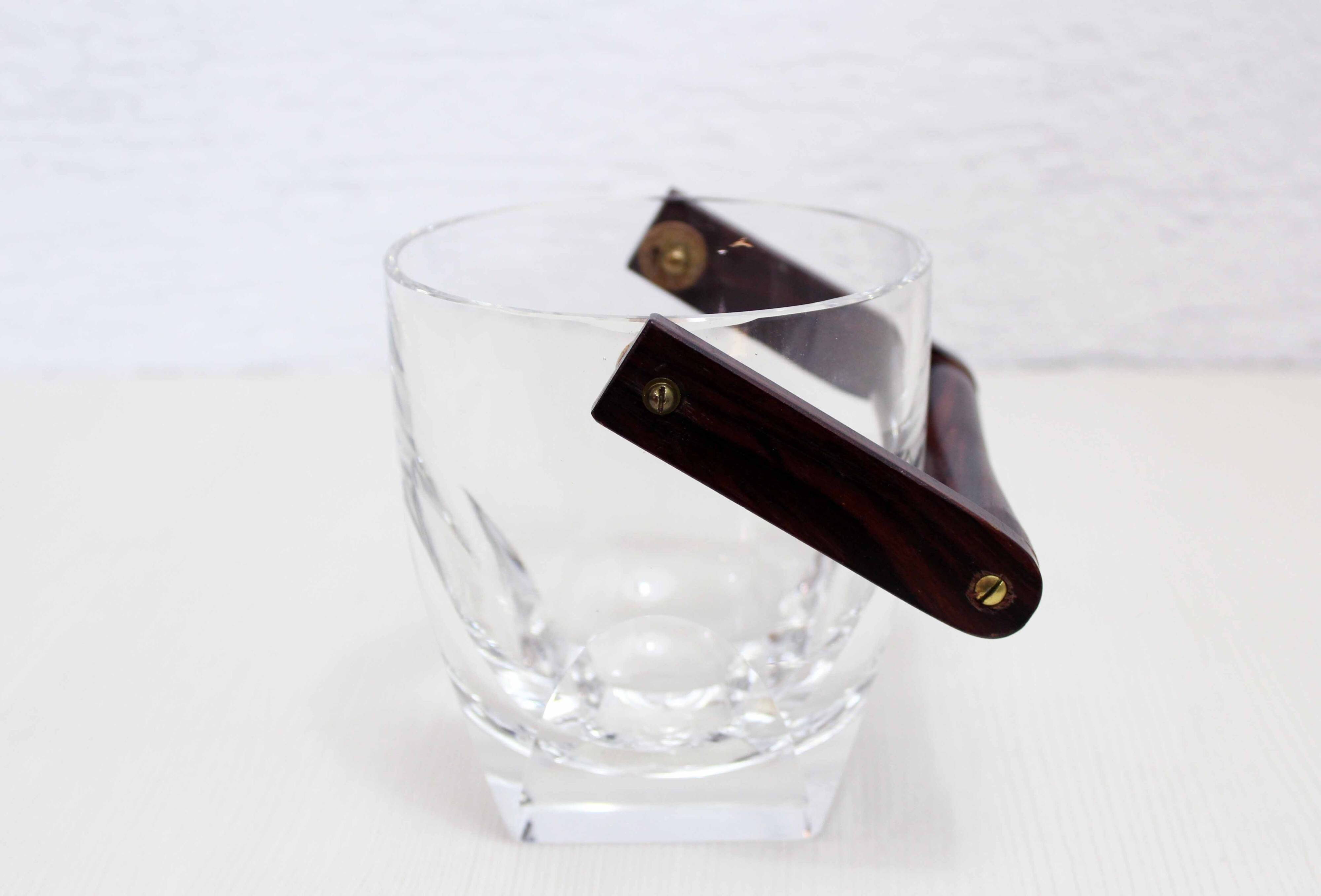 Crystal and wood ice bucket 1970