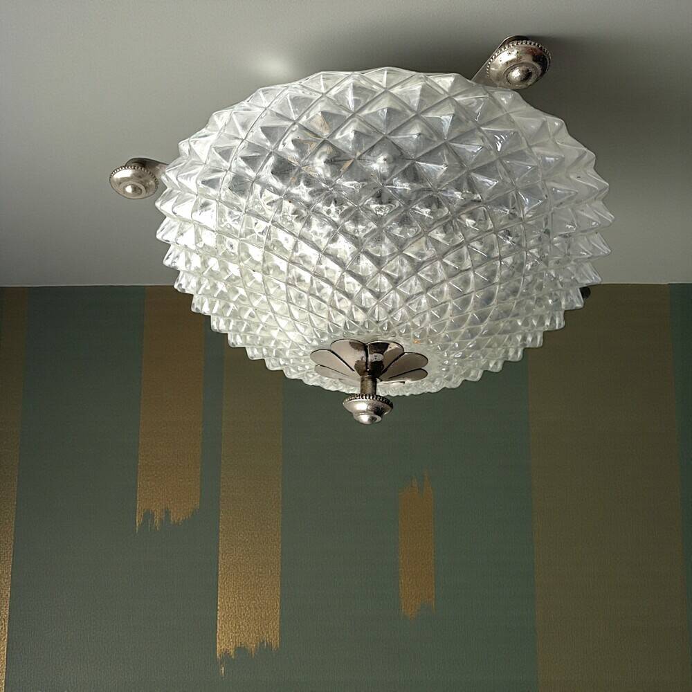 Glass round flush mount ceiling or wall light