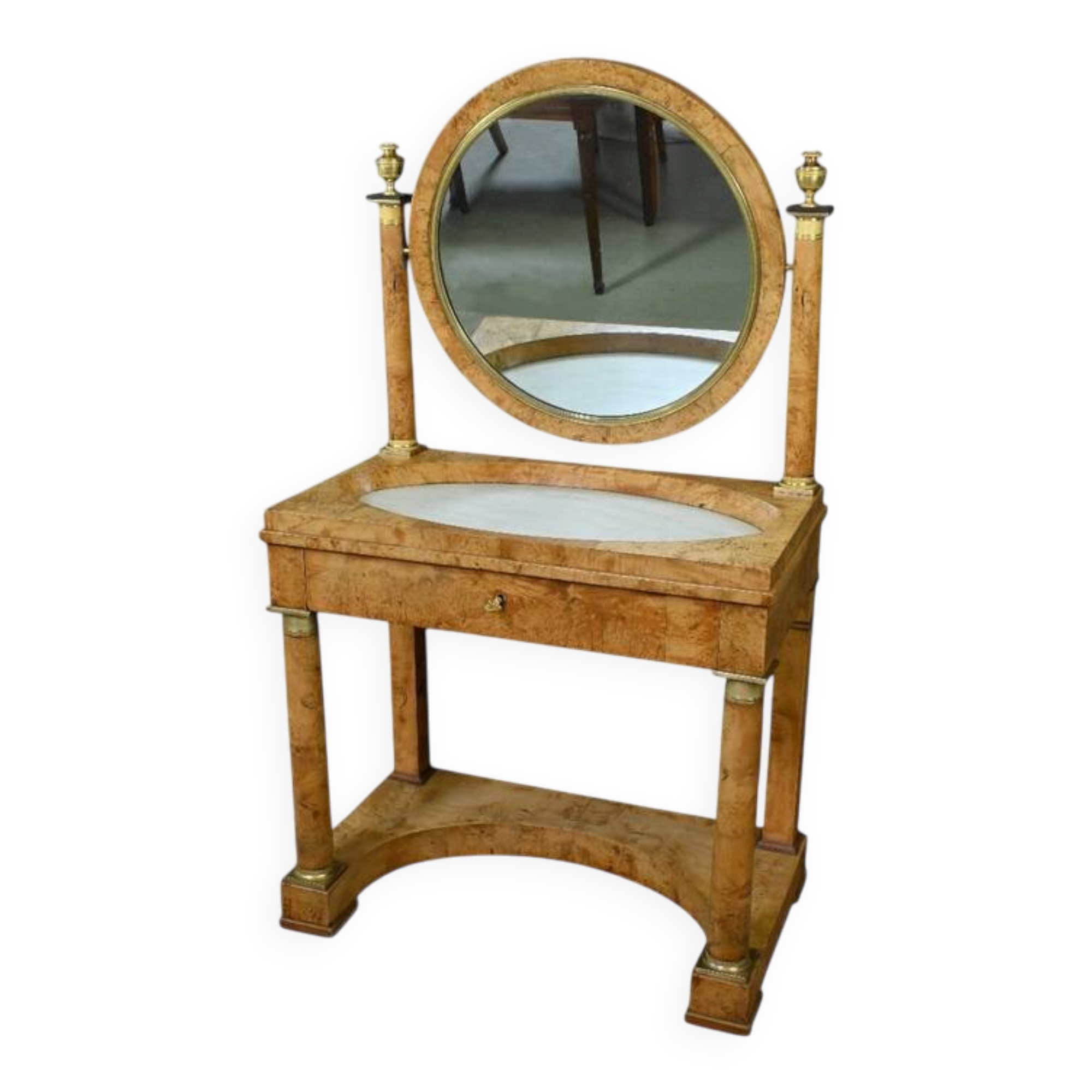 Dressing table in elm burl veneer, Empire period – Early 19th century