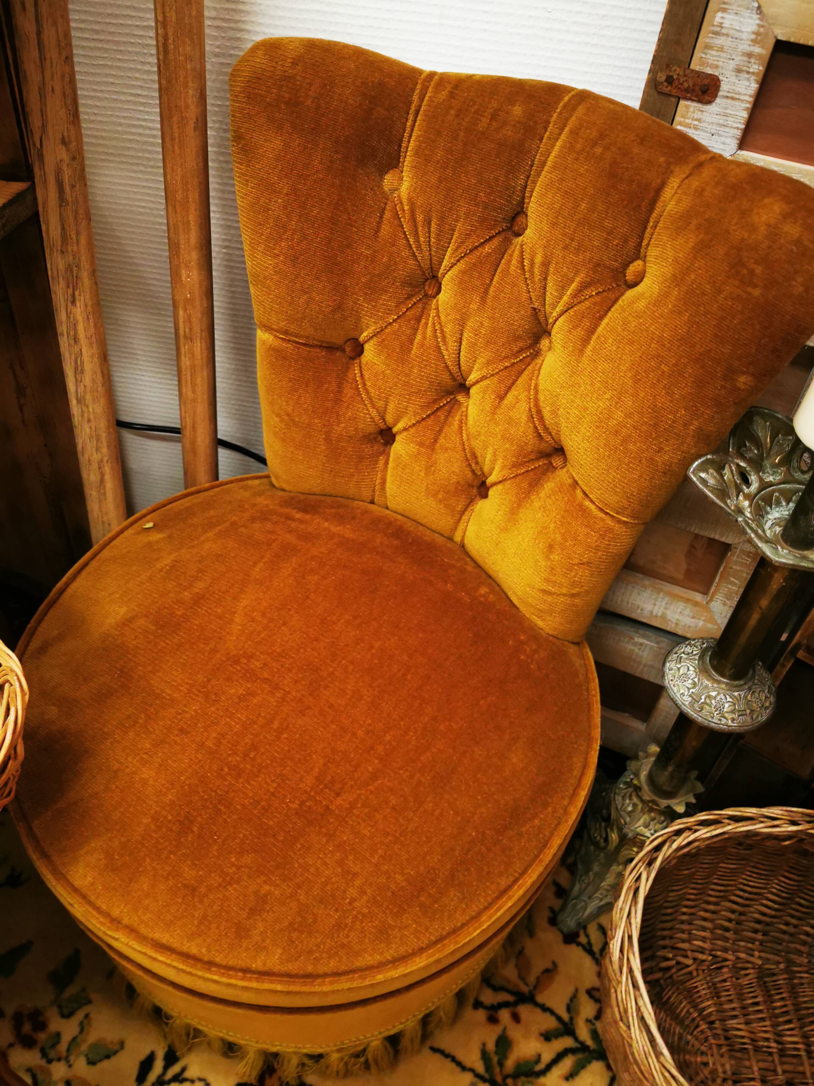 Pair of vintage ocher toad armchairs