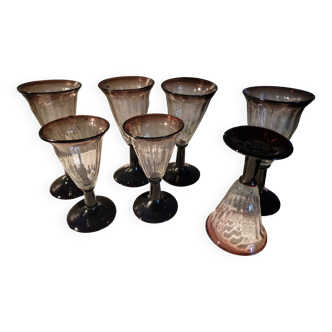 Vintage 8 blown, bubbled glasses Biot - Wine & Water