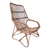 Large vintage wicker armchair